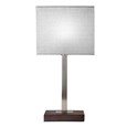 Medici Modern Rectangular Silver & Dark Wood Table Lamp - Grey Hessian Shade
