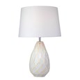Modern Origami Geometric Metal Table Lamp with Ivory Linen Shade
