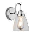Leeto Modern Satin Silver Switched Wall Light with Glass Shade