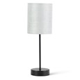 Stockholm Black Cup Stick Table Lamp with Grey Linen Cylinder Shade