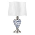 Hepburn Large Ceramic Table Lamp with Matching Shade - Modern White, Blue Silver