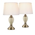 Pair of Malham Small Touch Control Table Lamps Cream with Ivory Pleated Shades