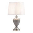 Hepburn Large Ceramic Table Lamp with Ivory Pleated Shade - Modern Grey & Silver