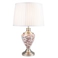 Hepburn Large Ceramic Table Lamp with Ivory Pleated Shade - Red Print & Silver
