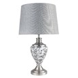 Hepburn Large Printed Ceramic Table Lamp with Grey Shade - Black Print & Silver