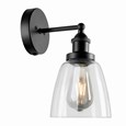 Echo Black Switched Modern Industrial Wall Light - Clear Glass Shade
