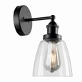 Echo Black Unswitched Modern Industrial Wall Light - Clear Glass Shade