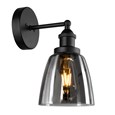 Echo Black Unswitched Modern Industrial Wall Light - Smoked Glass Shade