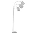 3 Head Arc Adjustable Floor Lamp with Grey Linen Shades Modern Design