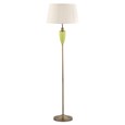 Malham Large Ceramic Floor Lamp with Ivory Pleated Shade - Green & Antique Brass