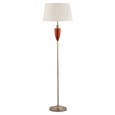 Malham Large Ceramic Floor Lamp with Ivory Pleated Shade - Red & Antique Brass