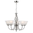 Kingswood 5 Light Satin Silver with Alabaster Glass