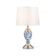 Malham Small Table Lamp with Matching Shade - Modern White, Blue, Silver