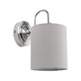 Korus Modern Silver Wall Light with Grey Cylinder Shade - Uplight/Downlight