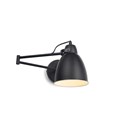 Noir Industrial Swing Arm Wall Light Black Adjustable with Rocker Switch