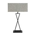 Large X Style Modern Rectangle Statement Table Lamp with Blue Shade - Black