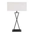 Large X Modern Rectangle Statement Table Lamp with Ivory White Shade - Black