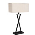 Large X Style Modern Rectangle Statement Table Lamp with Natural Shade - Black