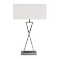 Large X Style Modern Rectangle Statement Table Lamp with Ivory Shade - Silver