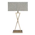 Large X Modern Rectangle Statement Table Lamp with Blue Shade - Antique Brass