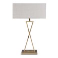 Large X Modern Rectangle Statement Table Lamp with Grey Shade - Antique Brass