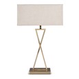 Large X Modern Rectangle Statement Table Lamp with Natural Shade - Antique Brass