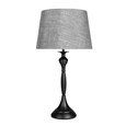 Messini Large Black Elegant Candlestick Table Lamp with Grey Linen Shade