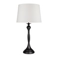 Messini Large Black Elegant Candlestick Table Lamp with Ivory Linen Shade