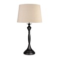 Messini Large Black Elegant Candlestick Table Lamp with Natural Linen Shade