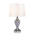 Malham Grey Ceramic Table Lamp with Ivory Pleated Shade - Modern Grey & Silver