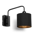 Stratton Matt Black Swing Arm Switched Wall Light with Matching Shade