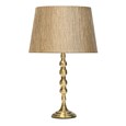Bergen Slimline Antique Brass Candlestick Table Lamp w/ Gold Linen Shade