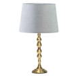 Bergen Slimline Antique Brass Candlestick Table Lamp with Grey Linen Shade