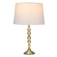 Bergen Slimline Antique Brass Candlestick Table Lamp with Ivory Linen Shade
