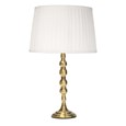 Bergen Slimline Antique Brass Candlestick Table Lamp with Ivory Pleated Shade