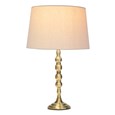 Bergen Slimline Antique Brass Candlestick Table Lamp with Natural Linen Shade