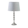 Bergen Slimline Silver Chrome Candlestick Table Lamp with Grey Linen Shade