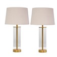 Arezo Gold Table Lamps with Nautral Linen Shade (Pair)