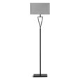 V Design Black Space-Saving Slimline Floor Lamp with Grey Linen Shade