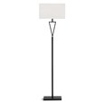 V Design Black Space-Saving Slimline Floor Lamp with Ivory Linen Shade