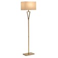 V Design Antique Brass Space-Saving Slimline Floor Lamp with Ivory Linen Shade
