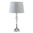 Kwartz Modern Faceted Glass Crystal Chrome Table Lamp with Grey Linen Shade