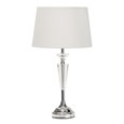Kwartz Modern Faceted Glass Crystal Chrome Table Lamp with Ivory Linen Shade