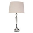 Kwartz Modern Faceted Glass Crystal Chrome Table Lamp with Natural Linen Shade