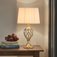 Hepburn Large Barley Twist Antique Brass Table Lamp with Ivory Pleated Shade