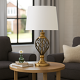 Hepburn Large Barley Twist Antique Brass Table Lamp with Ivory Gold Shade