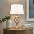 Hepburn Large Barley Twist Antique Brass Traditional Table Lamp with Ivory Pleat