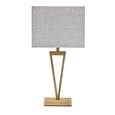 V Design Antique Brass Slimline Table Lamp with Grey Linen Shade