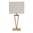 V Design Antique Brass Slimline Table Lamp with Ivory Linen Shade