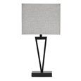 V Design Modern Black Slimline Table Lamp with Grey Linen Shade